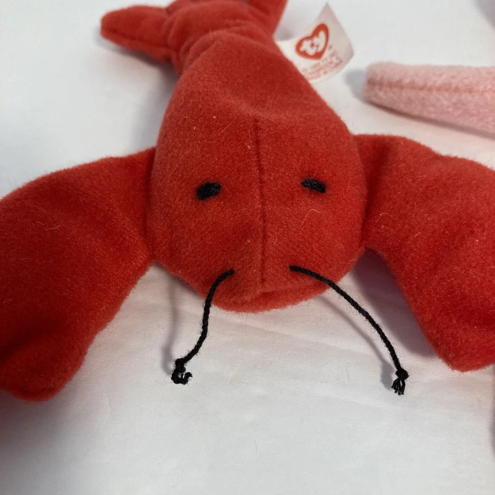 Ty‎ Beanie Babies Inky Octopus & Teenie Pinchers Lobster Pink Red Plush Set of 2